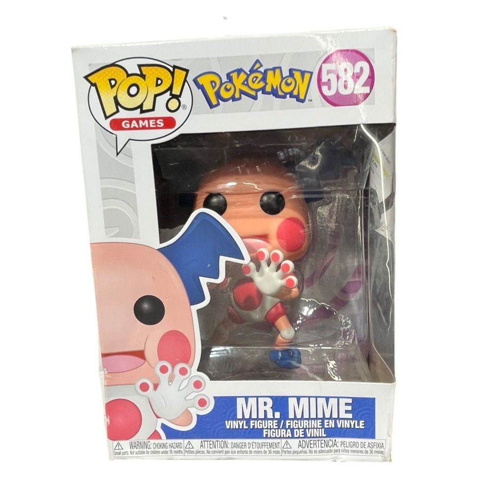 Funko Pop Games Pokemon Mr. Mime 582 Vinyl Figure Pink Blue White‎ Box Wear